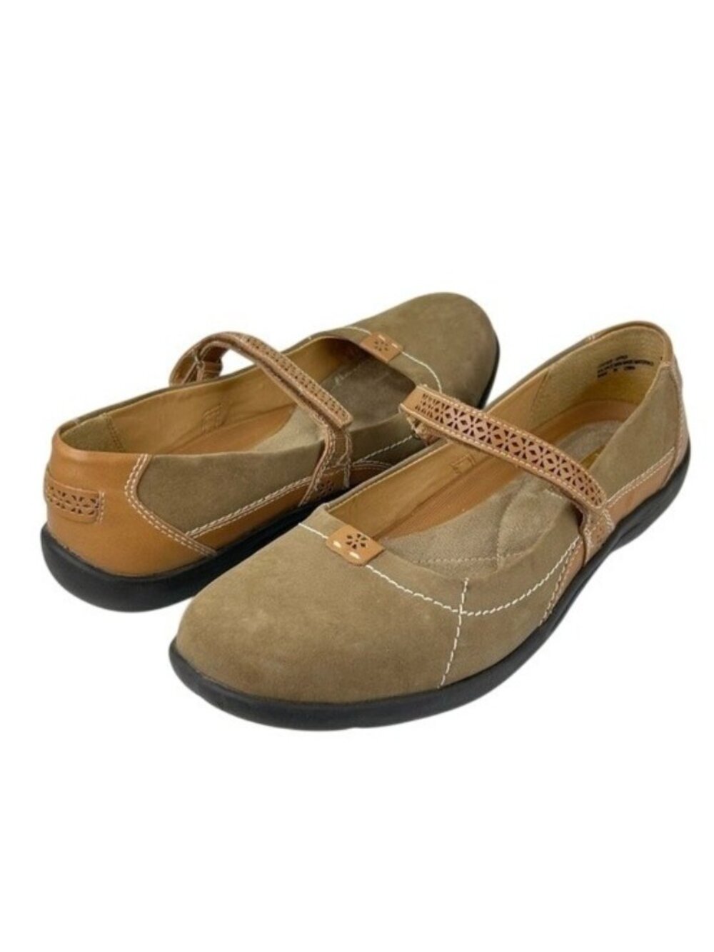 Thom McAn Women’s Tan Leather Mary Jane Flats Comfortable Everyday Shoe Sz 11